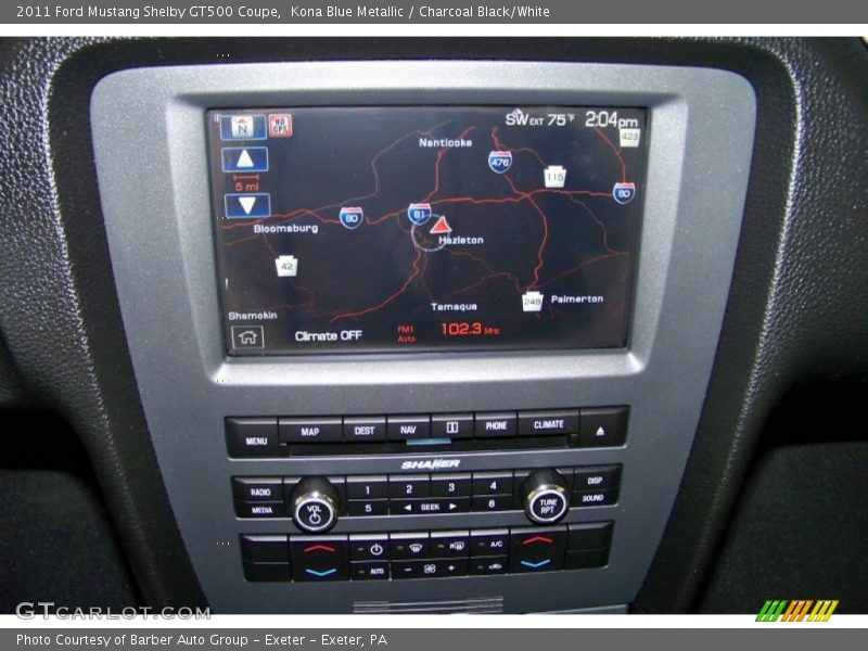Kona Blue Metallic / Charcoal Black/White 2011 Ford Mustang Shelby GT500 Coupe
