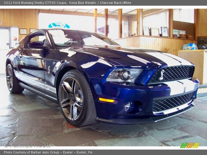 Kona Blue Metallic / Charcoal Black/White 2011 Ford Mustang Shelby GT500 Coupe
