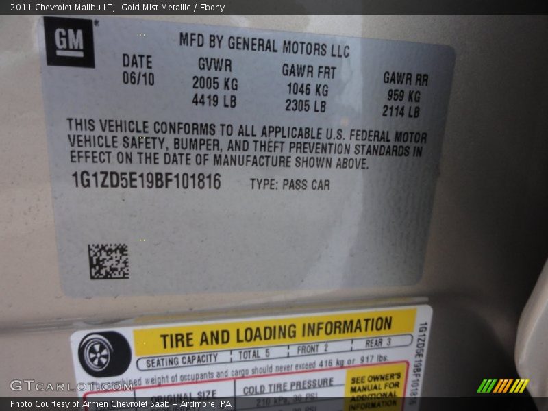 Gold Mist Metallic / Ebony 2011 Chevrolet Malibu LT