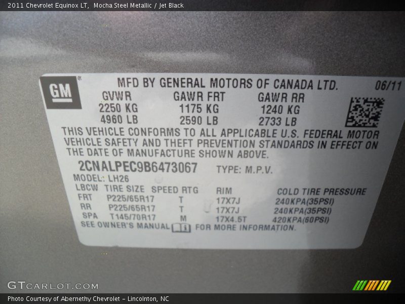 Mocha Steel Metallic / Jet Black 2011 Chevrolet Equinox LT