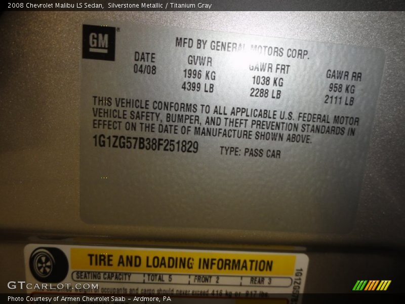 Silverstone Metallic / Titanium Gray 2008 Chevrolet Malibu LS Sedan