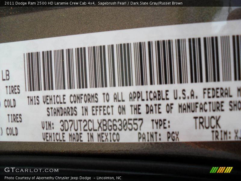 2011 Ram 2500 HD Laramie Crew Cab 4x4 Sagebrush Pearl Color Code PGX