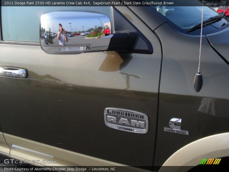 Sagebrush Pearl / Dark Slate Gray/Russet Brown 2011 Dodge Ram 2500 HD Laramie Crew Cab 4x4