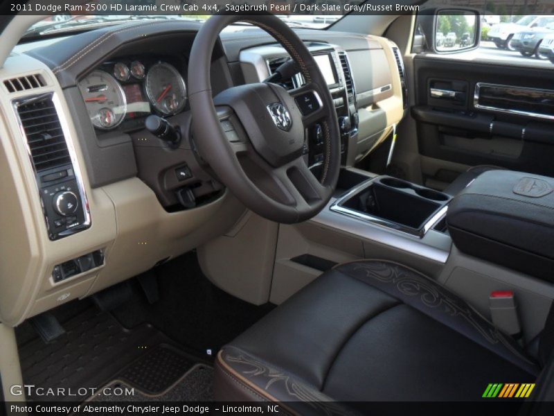 Sagebrush Pearl / Dark Slate Gray/Russet Brown 2011 Dodge Ram 2500 HD Laramie Crew Cab 4x4
