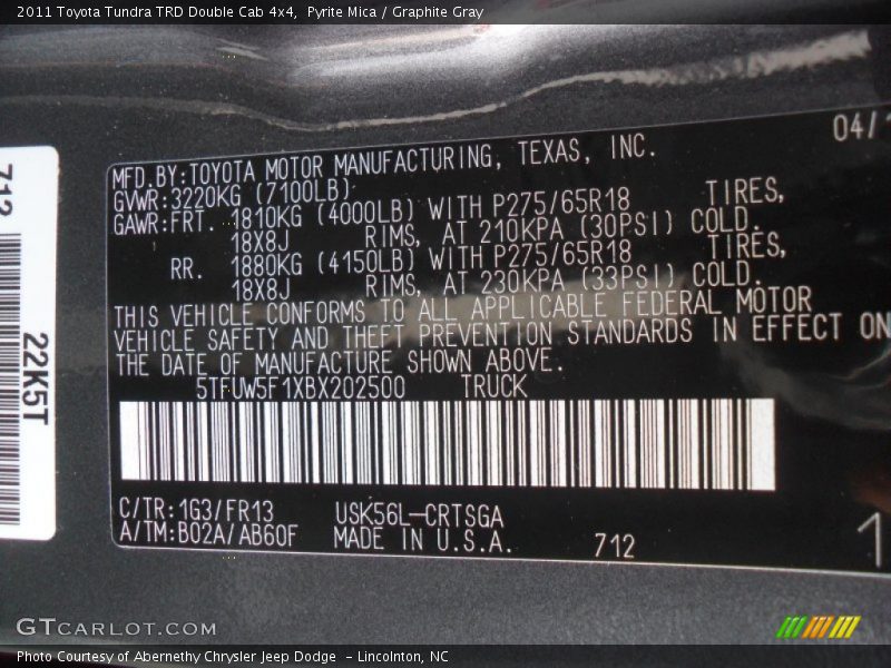 Pyrite Mica / Graphite Gray 2011 Toyota Tundra TRD Double Cab 4x4