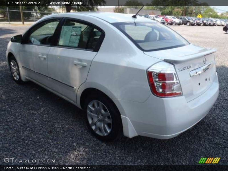 Aspen White / Beige 2012 Nissan Sentra 2.0 S