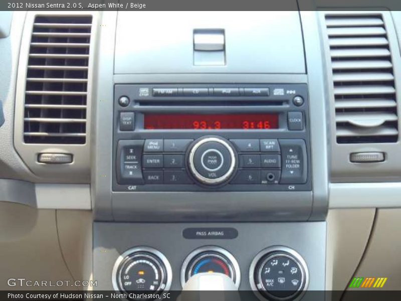 Aspen White / Beige 2012 Nissan Sentra 2.0 S