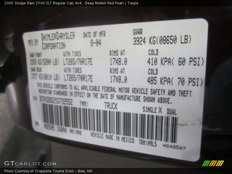 Deep Molten Red Pearl / Taupe 2005 Dodge Ram 2500 SLT Regular Cab 4x4