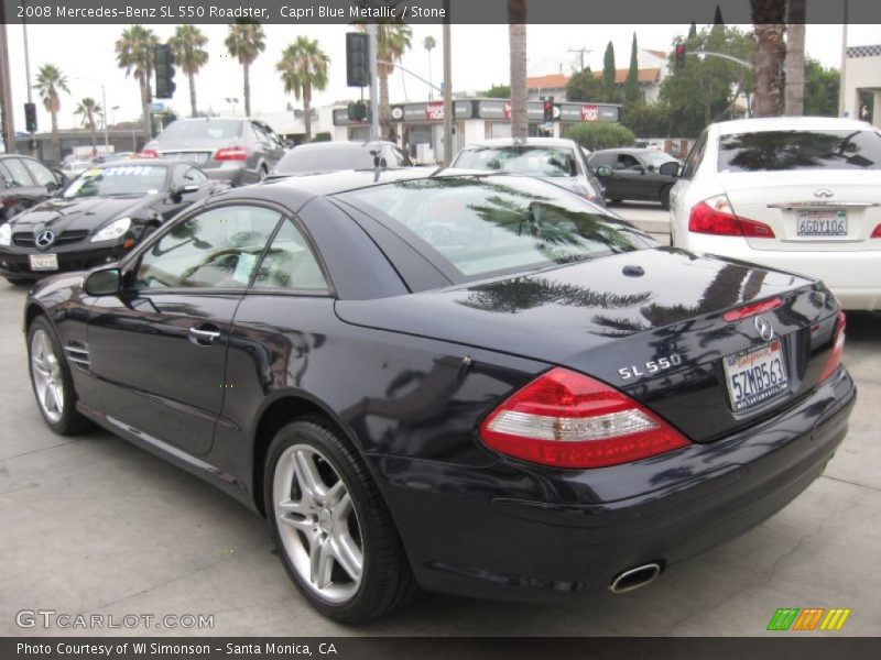 Capri Blue Metallic / Stone 2008 Mercedes-Benz SL 550 Roadster