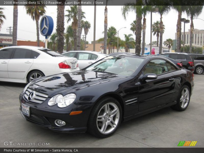 Capri Blue Metallic / Stone 2008 Mercedes-Benz SL 550 Roadster