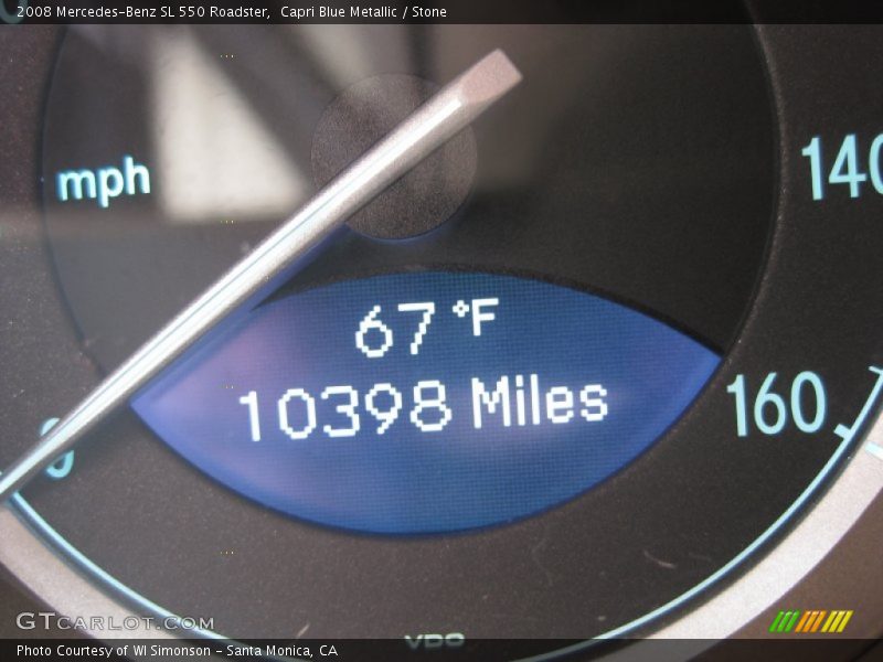 Capri Blue Metallic / Stone 2008 Mercedes-Benz SL 550 Roadster