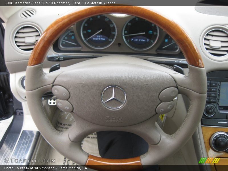 Capri Blue Metallic / Stone 2008 Mercedes-Benz SL 550 Roadster