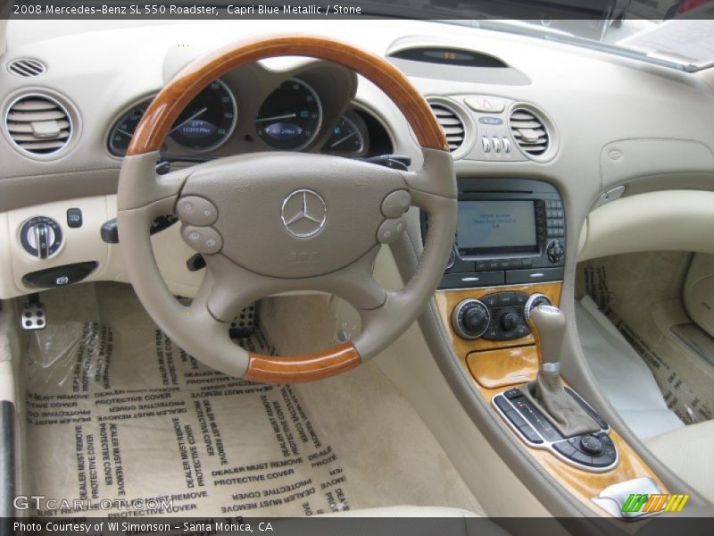Capri Blue Metallic / Stone 2008 Mercedes-Benz SL 550 Roadster