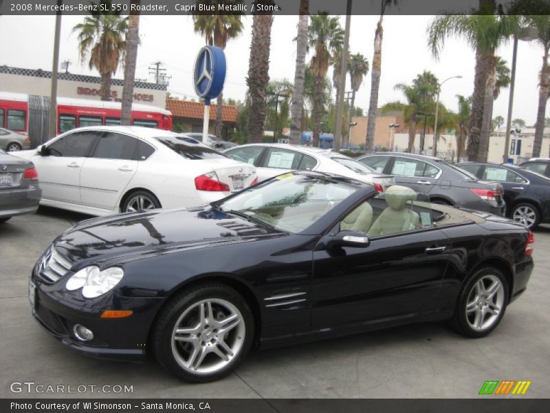 Capri Blue Metallic / Stone 2008 Mercedes-Benz SL 550 Roadster