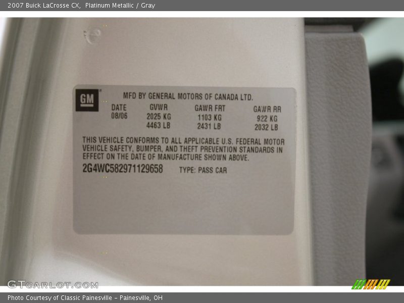 Platinum Metallic / Gray 2007 Buick LaCrosse CX