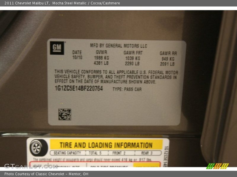 Mocha Steel Metallic / Cocoa/Cashmere 2011 Chevrolet Malibu LT