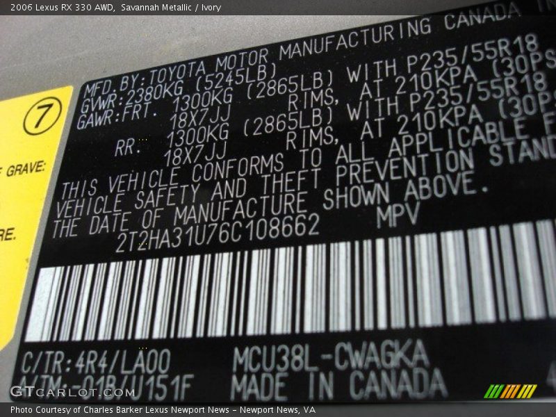 Savannah Metallic / Ivory 2006 Lexus RX 330 AWD
