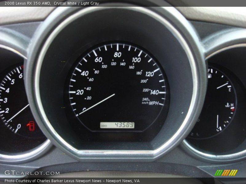 Crystal White / Light Gray 2008 Lexus RX 350 AWD