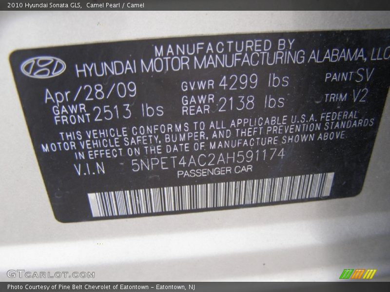 Camel Pearl / Camel 2010 Hyundai Sonata GLS