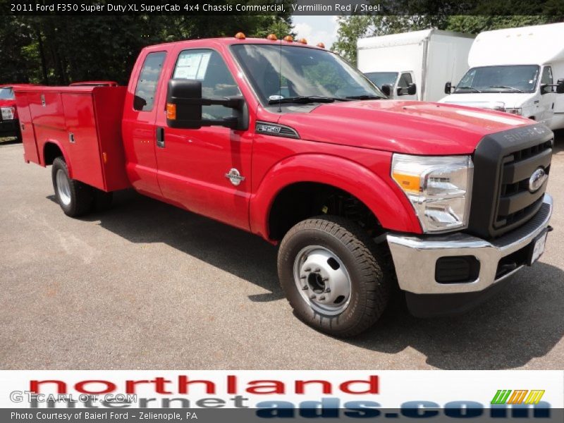 Vermillion Red / Steel 2011 Ford F350 Super Duty XL SuperCab 4x4 Chassis Commercial