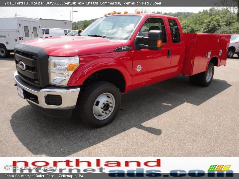 Vermillion Red / Steel 2011 Ford F350 Super Duty XL SuperCab 4x4 Chassis Commercial
