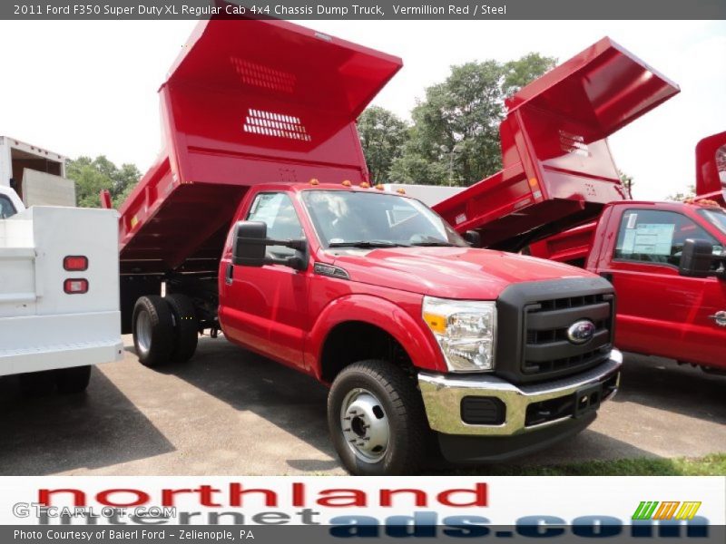 Vermillion Red / Steel 2011 Ford F350 Super Duty XL Regular Cab 4x4 Chassis Dump Truck