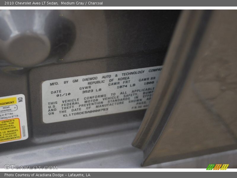 Medium Gray / Charcoal 2010 Chevrolet Aveo LT Sedan