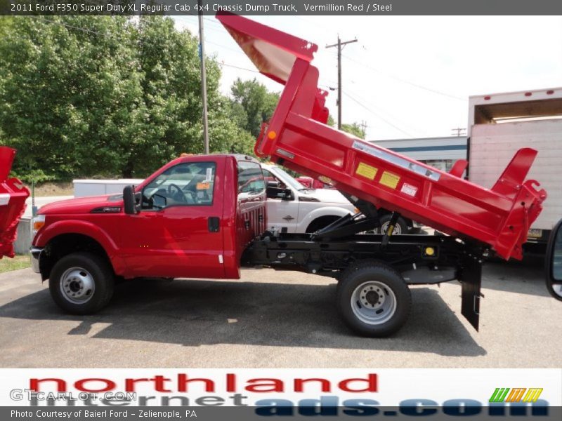 Vermillion Red / Steel 2011 Ford F350 Super Duty XL Regular Cab 4x4 Chassis Dump Truck
