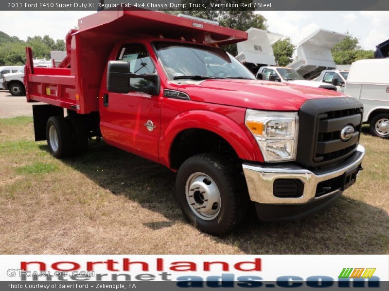 Vermillion Red / Steel 2011 Ford F450 Super Duty XL Regular Cab 4x4 Chassis Dump Truck