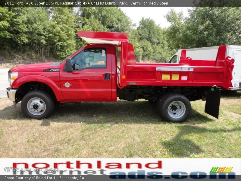 Vermillion Red / Steel 2011 Ford F450 Super Duty XL Regular Cab 4x4 Chassis Dump Truck
