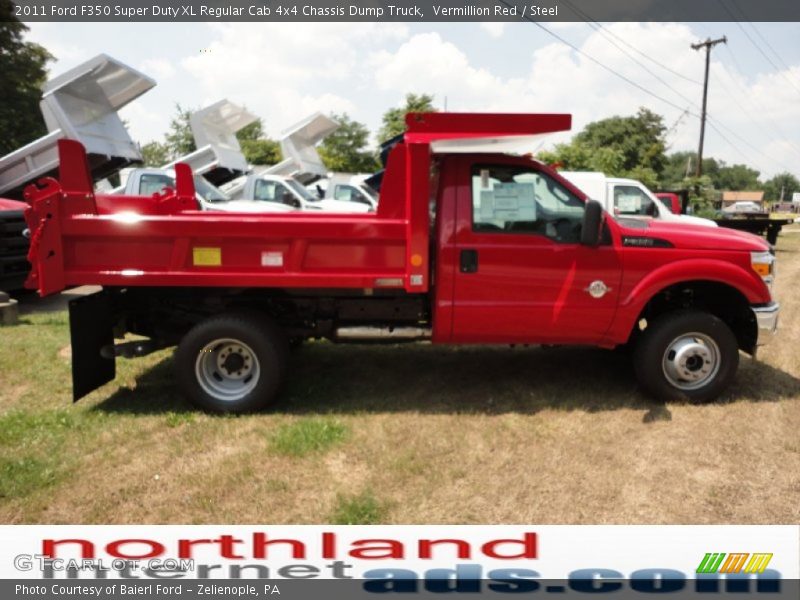 Vermillion Red / Steel 2011 Ford F350 Super Duty XL Regular Cab 4x4 Chassis Dump Truck