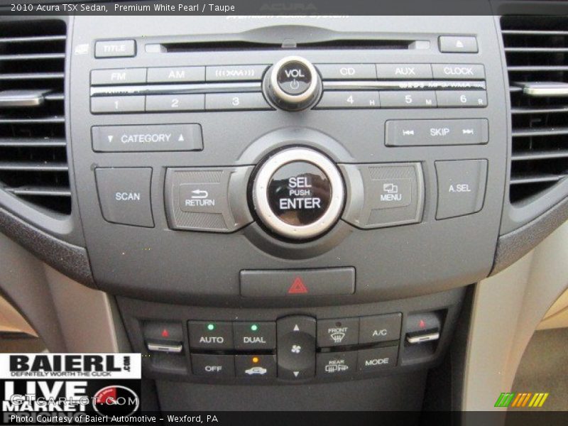 Premium White Pearl / Taupe 2010 Acura TSX Sedan
