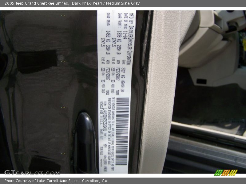 Dark Khaki Pearl / Medium Slate Gray 2005 Jeep Grand Cherokee Limited