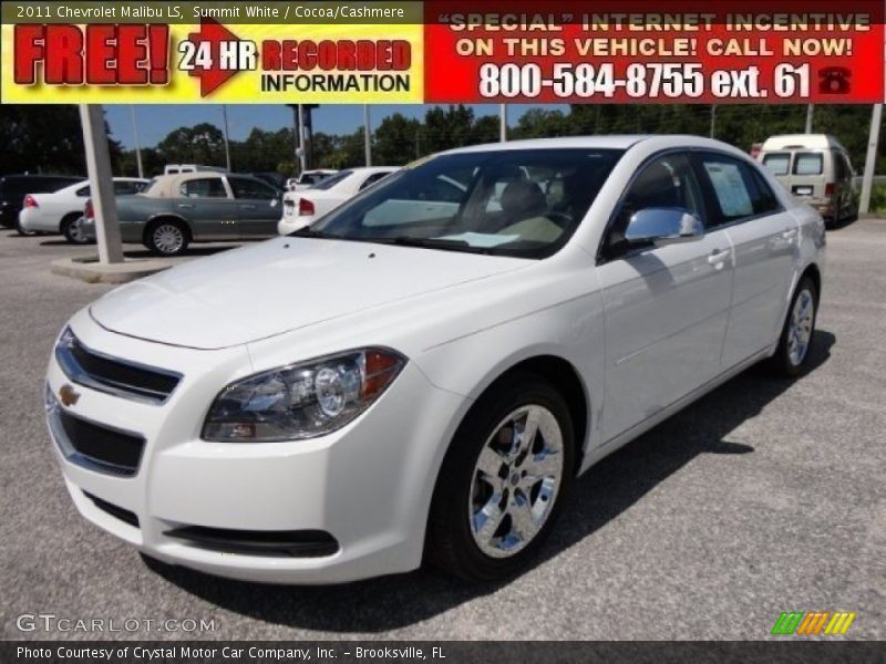 Summit White / Cocoa/Cashmere 2011 Chevrolet Malibu LS