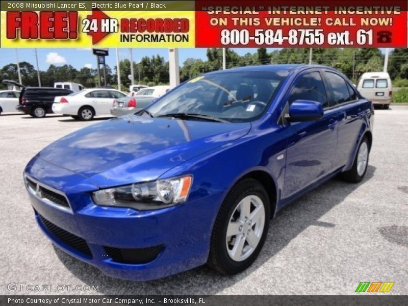 Electric Blue Pearl / Black 2008 Mitsubishi Lancer ES
