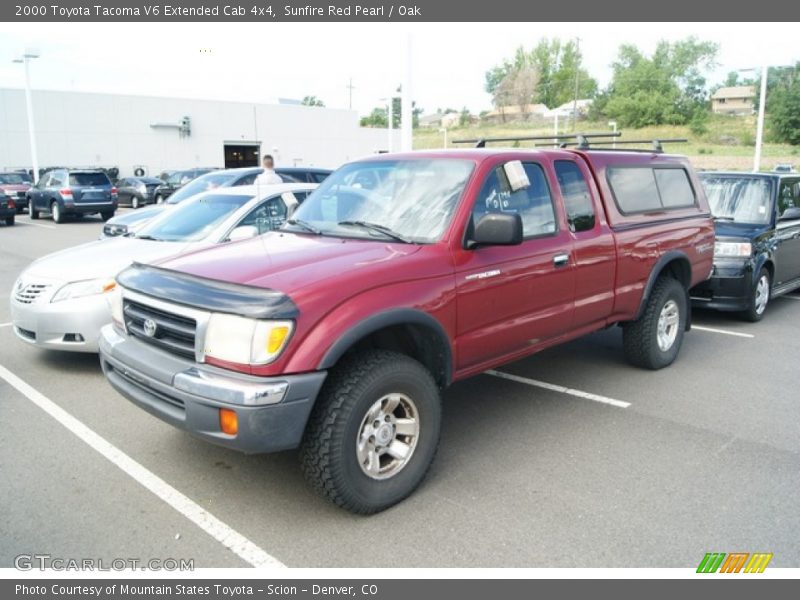Sunfire Red Pearl / Oak 2000 Toyota Tacoma V6 Extended Cab 4x4