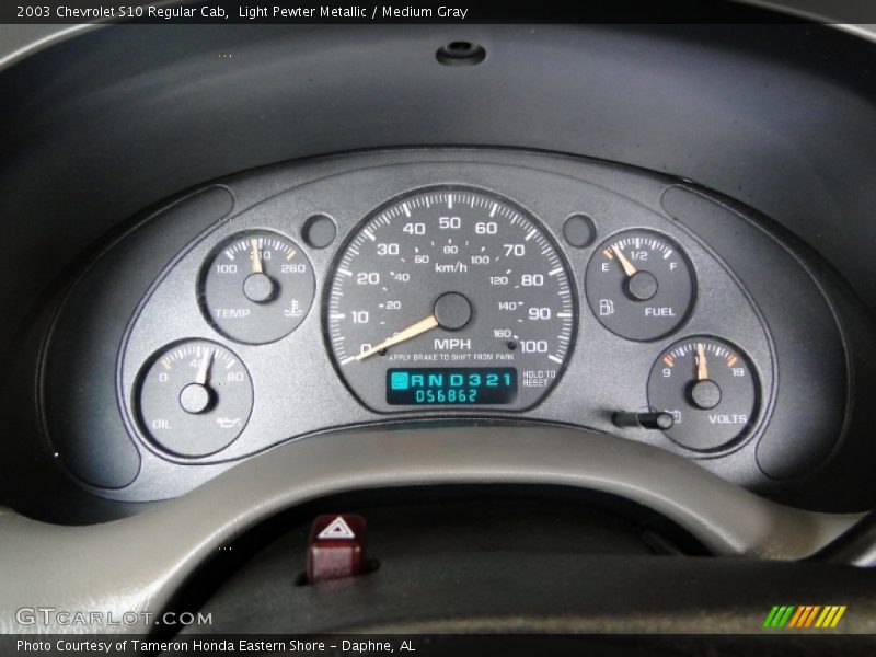 Light Pewter Metallic / Medium Gray 2003 Chevrolet S10 Regular Cab