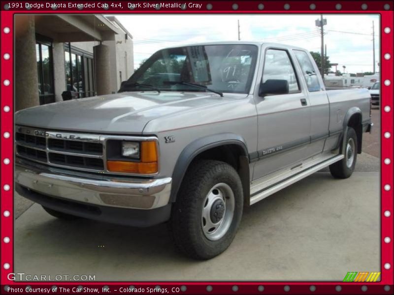 Dark Silver Metallic / Gray 1991 Dodge Dakota Extended Cab 4x4