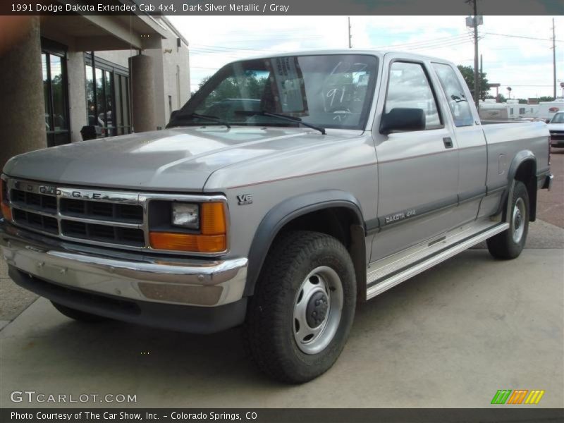Dark Silver Metallic / Gray 1991 Dodge Dakota Extended Cab 4x4
