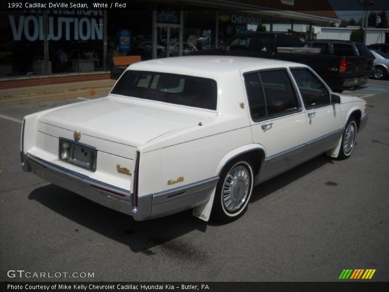 White / Red 1992 Cadillac DeVille Sedan