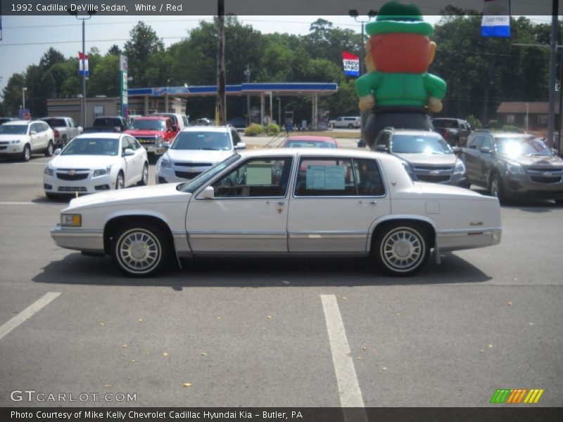 White / Red 1992 Cadillac DeVille Sedan