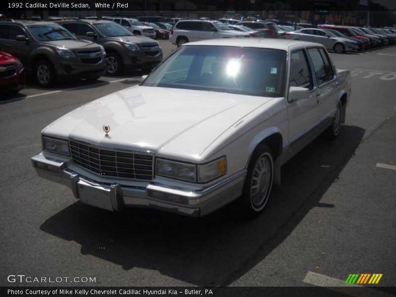 White / Red 1992 Cadillac DeVille Sedan