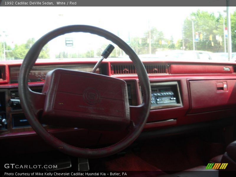 White / Red 1992 Cadillac DeVille Sedan