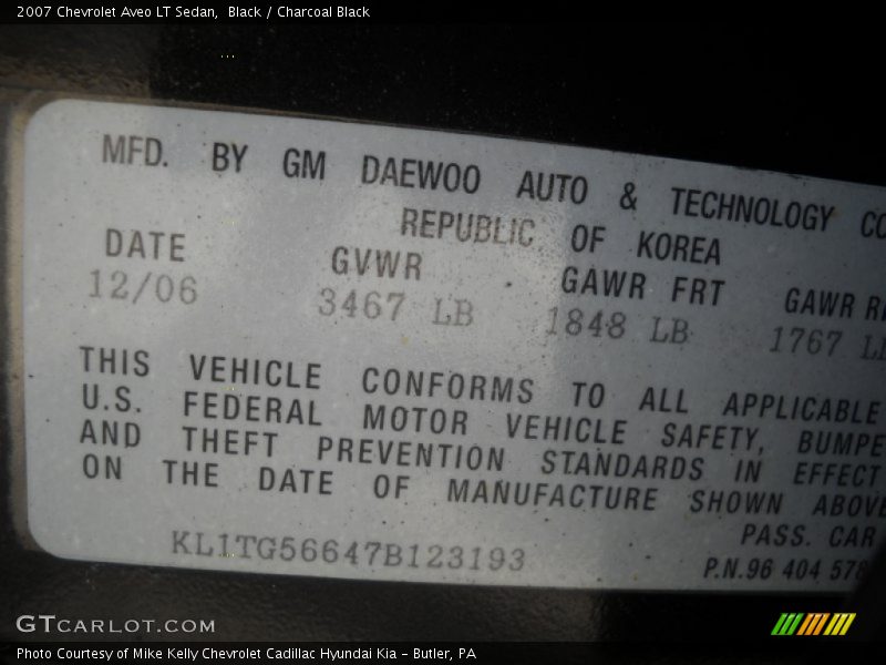 Black / Charcoal Black 2007 Chevrolet Aveo LT Sedan