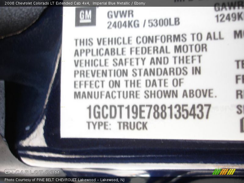 Imperial Blue Metallic / Ebony 2008 Chevrolet Colorado LT Extended Cab 4x4