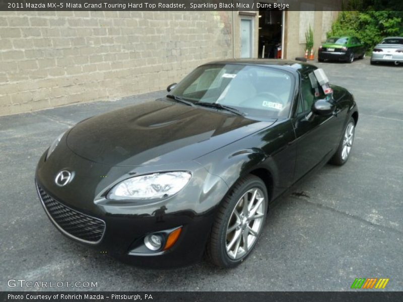 Sparkling Black Mica / Dune Beige 2011 Mazda MX-5 Miata Grand Touring Hard Top Roadster