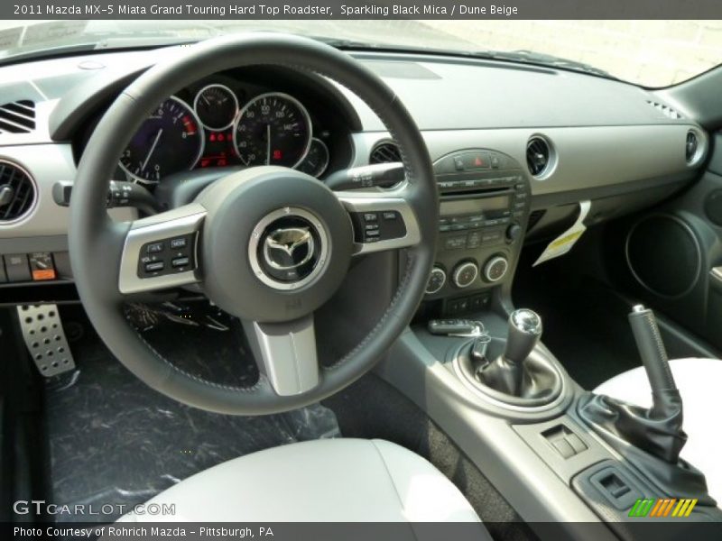 Sparkling Black Mica / Dune Beige 2011 Mazda MX-5 Miata Grand Touring Hard Top Roadster