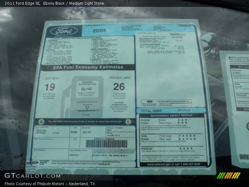 Ebony Black / Medium Light Stone 2011 Ford Edge SE