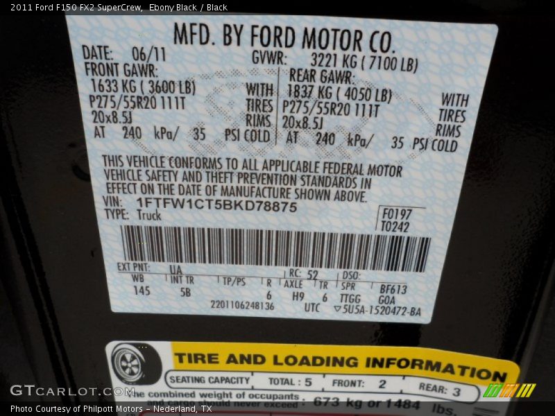 Ebony Black / Black 2011 Ford F150 FX2 SuperCrew