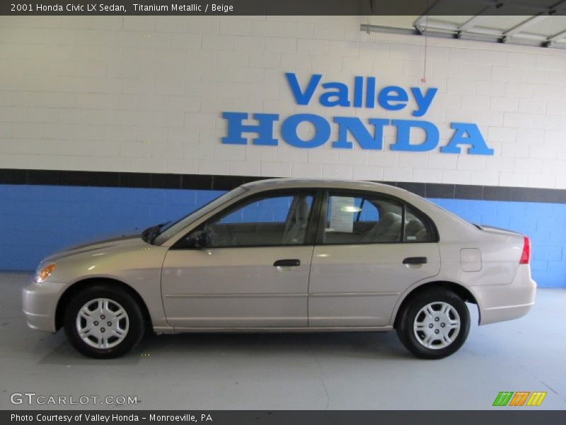 Titanium Metallic / Beige 2001 Honda Civic LX Sedan